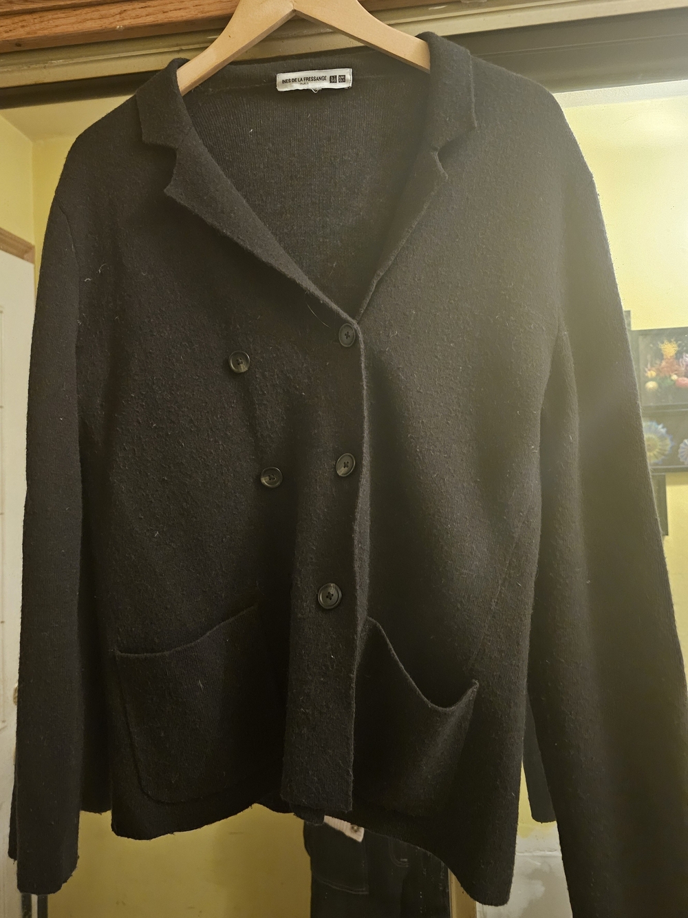 Uniqlo Black Double-Breasted Knit Blazer
